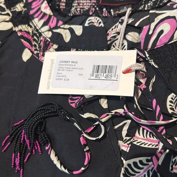 Johnny Was silk tiered tassel dress, Melanie Paisley NWT - Picture 10 of 10